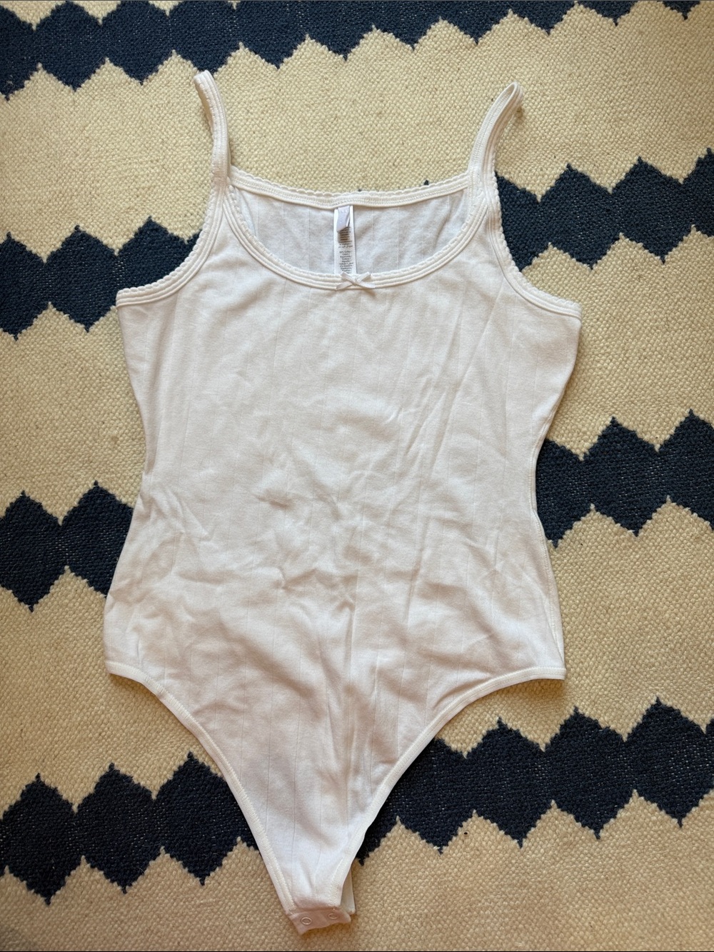 SKIMS White Pointelle Tank Thong Bodysuit